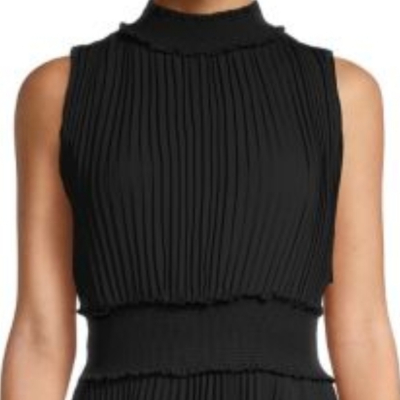 Nanette Lepore Black Halter Neck Pleated Skirt Midi Dress - Picture 3 of 12